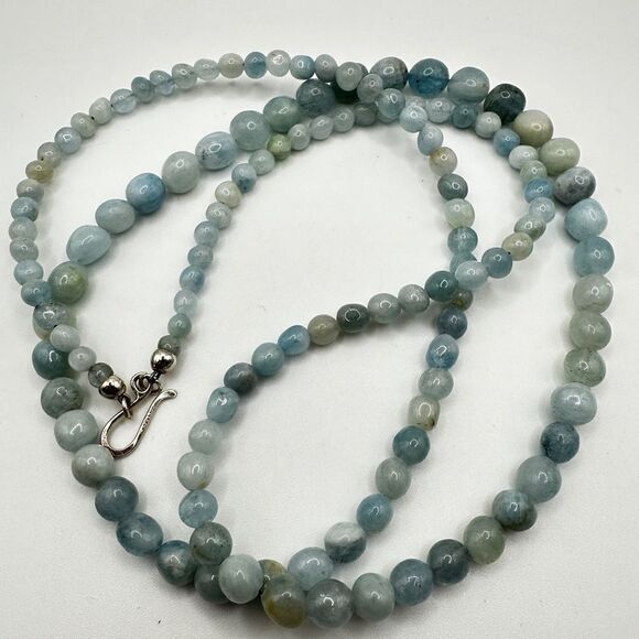 36" Jay King graduated aquamarine stone beaded necklace with 925 hook clasp! - Picture 5 of 13
